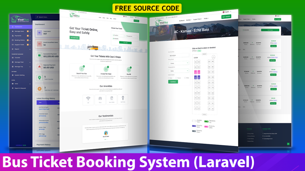 Create Build Bus Ticket Booking System Website with ViserBus PHP Script Free Download